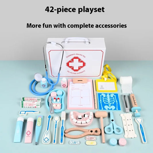 Wooden Children First Aid Kit Suit Toy